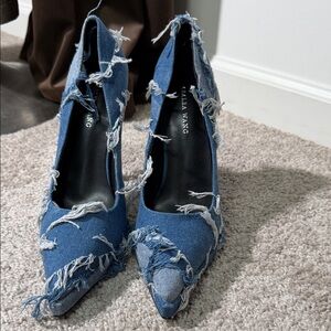 Edgy Blue Denim Heels